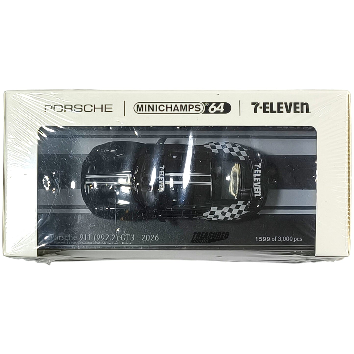 Mini Champs 64 Set of 2 Porsche 911 GT3 7-11 & Black Livery Taiwan Exclusive 7-11 Store 1/64 Diecast
