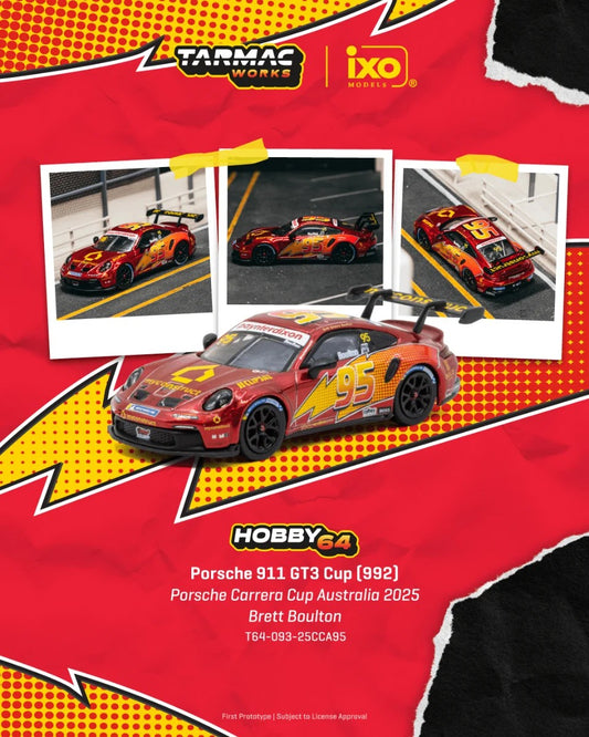 [Pre-Order] Tarmac Works Porsche 911 GT3 Cup (992) Porsche Carrera Cup Australia 2025 Brett Boulton T64-093-25CCA95 1/64 Diecast