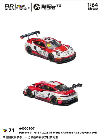 [Pre-Order] Almost Real AR Box Porsche 911 GT3 R 2025 GT World Challenge Asia Okayama #911 71 640009001 1/64 Diecast