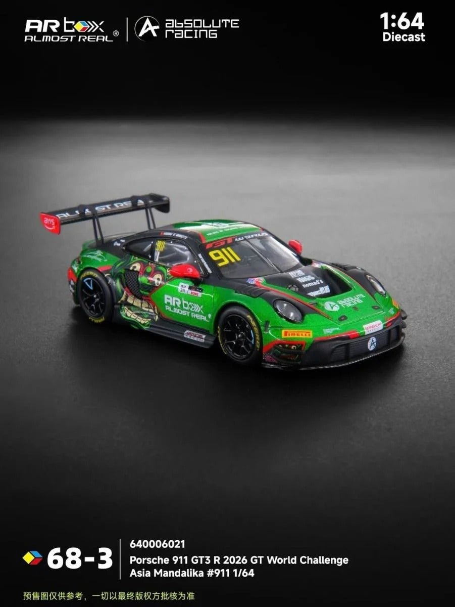 [Pre-Order] Almost Real AR Box Porsche 911 GT3 R 2026 GT World Challenge Asia Mandalika #911 640006021 1/64 Diecast