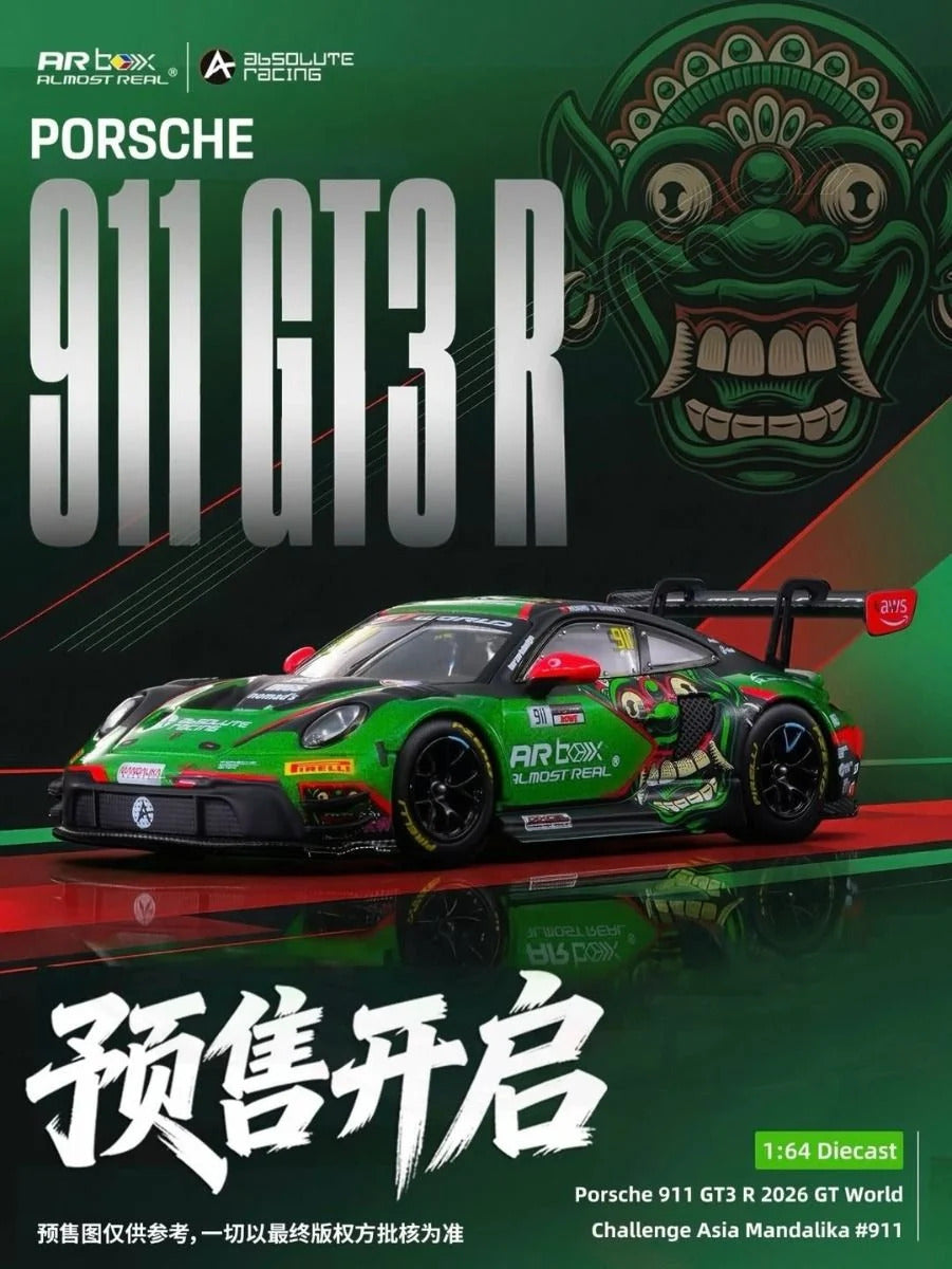[Pre-Order] Almost Real AR Box Porsche 911 GT3 R 2026 GT World Challenge Asia Mandalika #911 640006021 1/64 Diecast