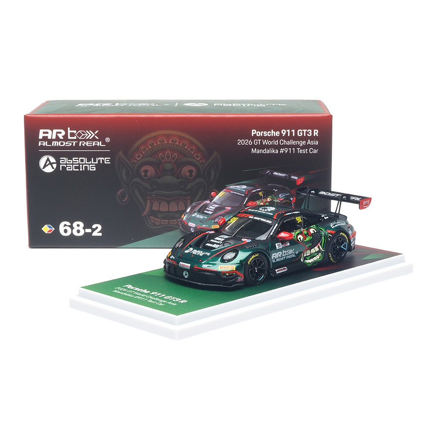 [Pre-Order] Almost Real AR Box Porsche 911 GT3 R 2026 GT World Challenge Asia Mandalika #911 Test Car 68-2 640006011 1/64 Diecast