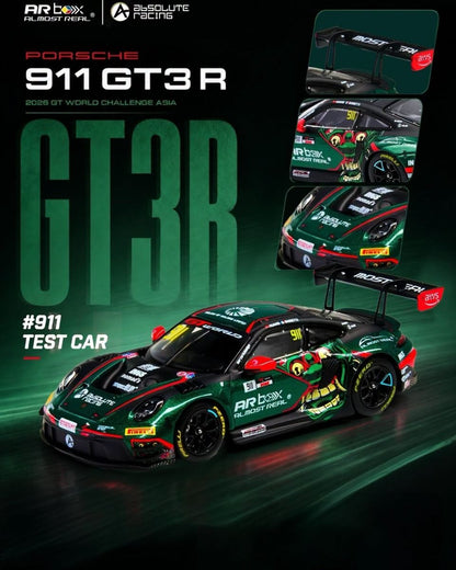 [Pre-Order] Almost Real AR Box Porsche 911 GT3 R 2026 GT World Challenge Asia Mandalika #911 Test Car 68-2 640006011 1/64 Diecast