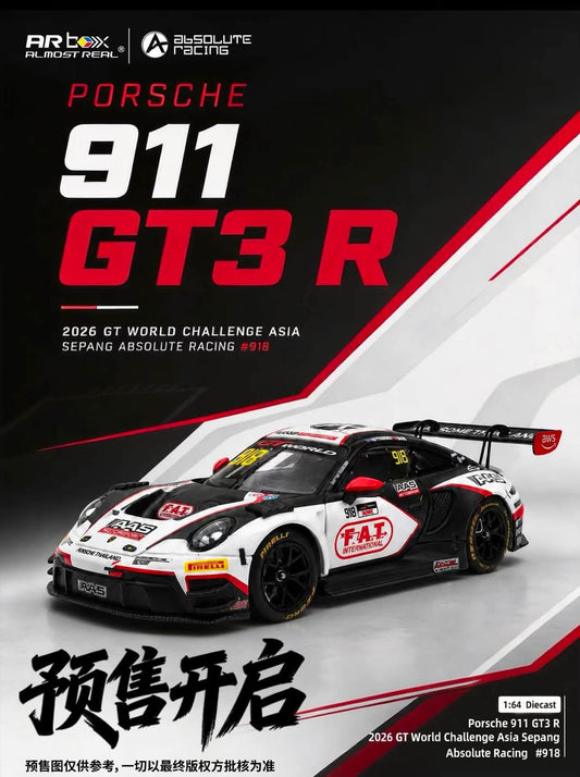 [Pre-Order] Almost Real AR Box Porsche 911 GT3 R 2026 GT World Challenge Asia Sepang Absolute Racing #918 51 640004111 1/64 Diecast