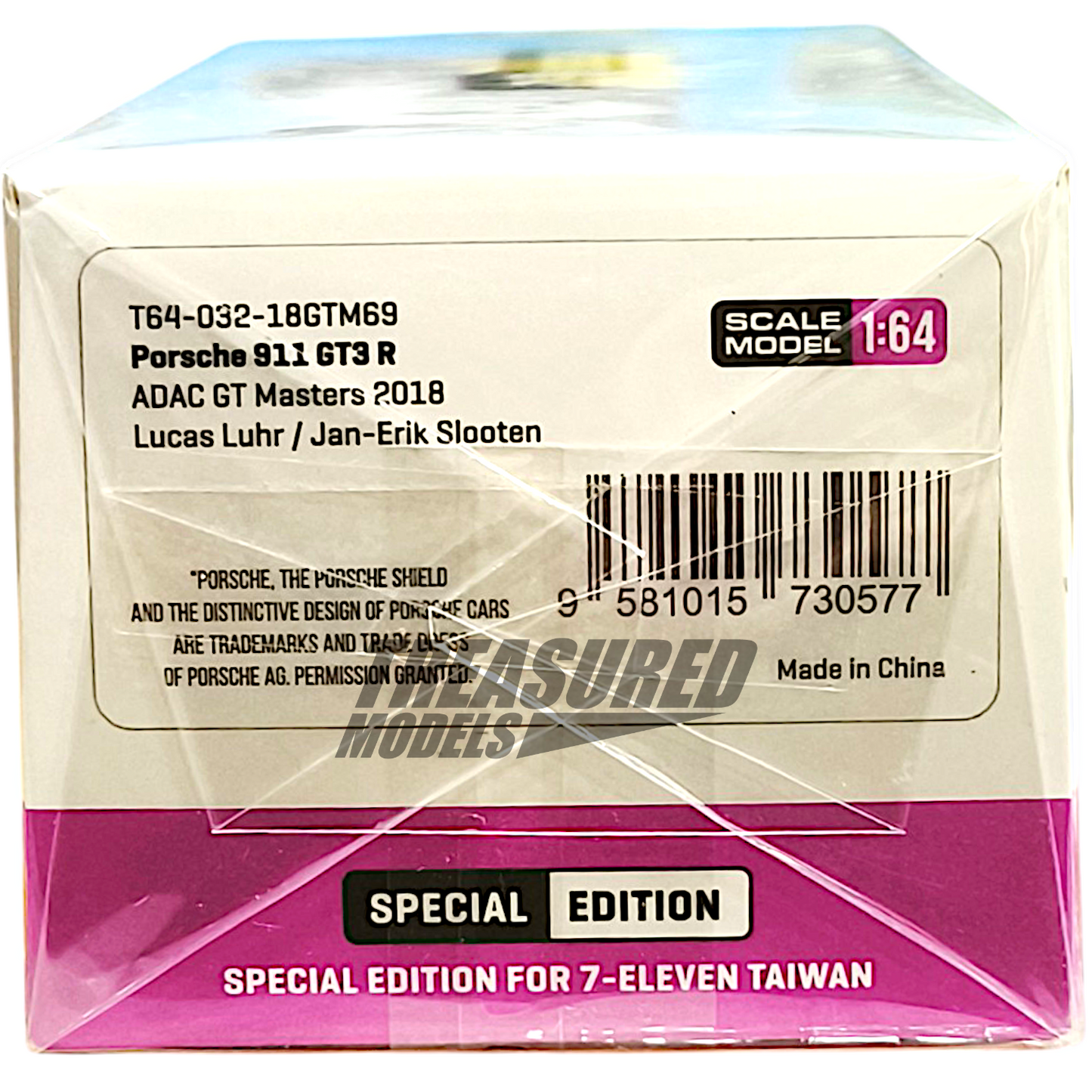 Tarmac Works Porsche 911 GT3 R ADAC GT Masters 2018 Taiwan 7-Eleven T64-032-18GTM69 1/64 Diecast