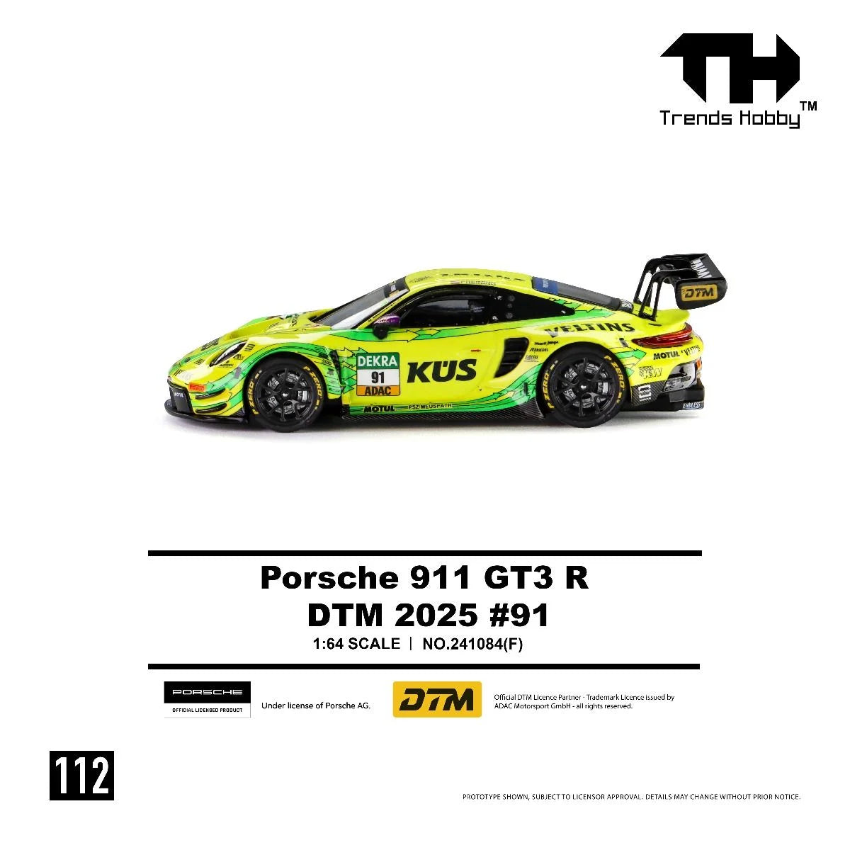 [Pre-Order] Trends Hobby Porsche 911 GT3 R DTM 2025 #91 241084F 1/64 Diecast