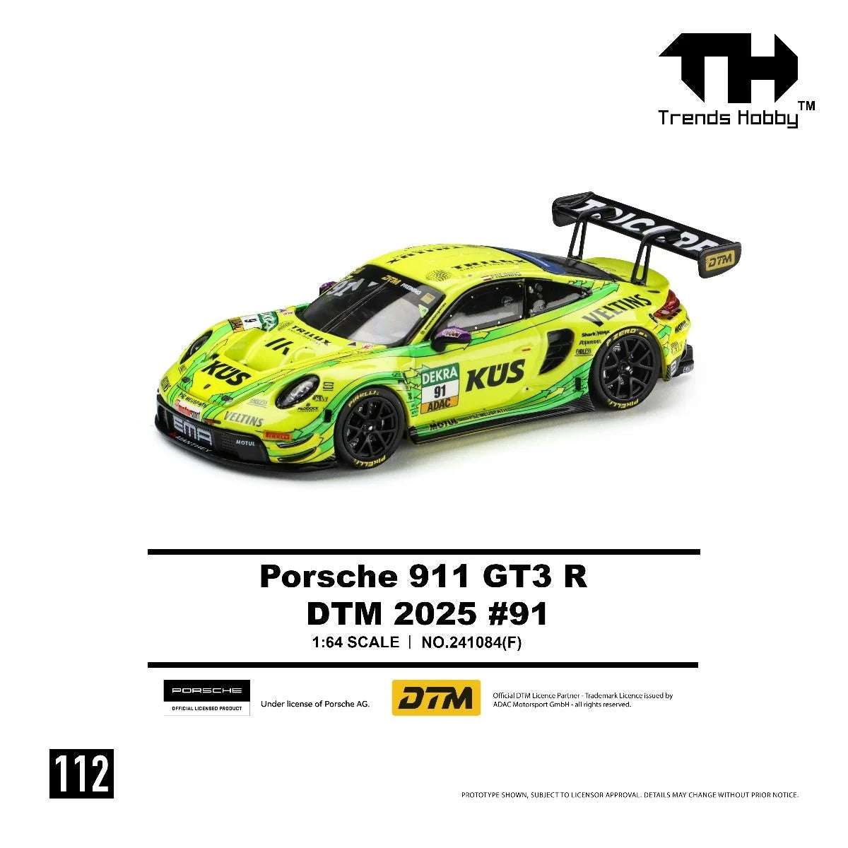 [Pre-Order] Trends Hobby Porsche 911 GT3 R DTM 2025 #91 241084F 1/64 Diecast