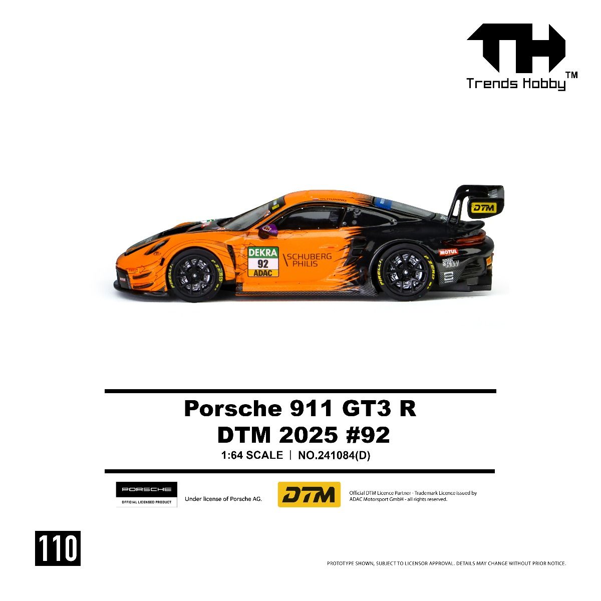 [Pre-Order] Trends Hobby Porsche 911 GT3 R DTM 2025 #92 241084D 1/64 Diecast