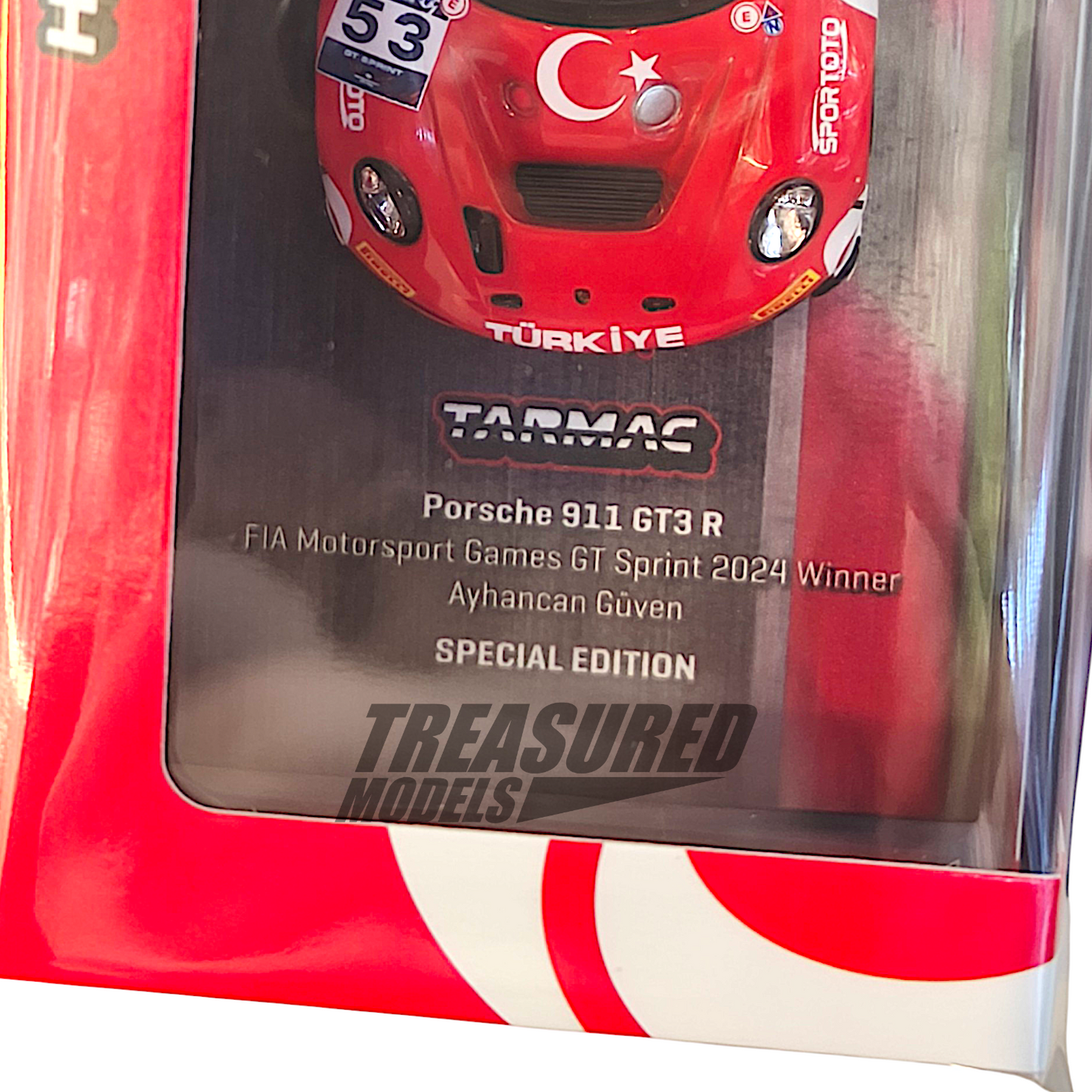 Tarmac Works Porsche 911 GT3 R FIA Motorsport Games GT Sprint 2024 #53 Winner - Turkey Special Edition 1/64 Diecast