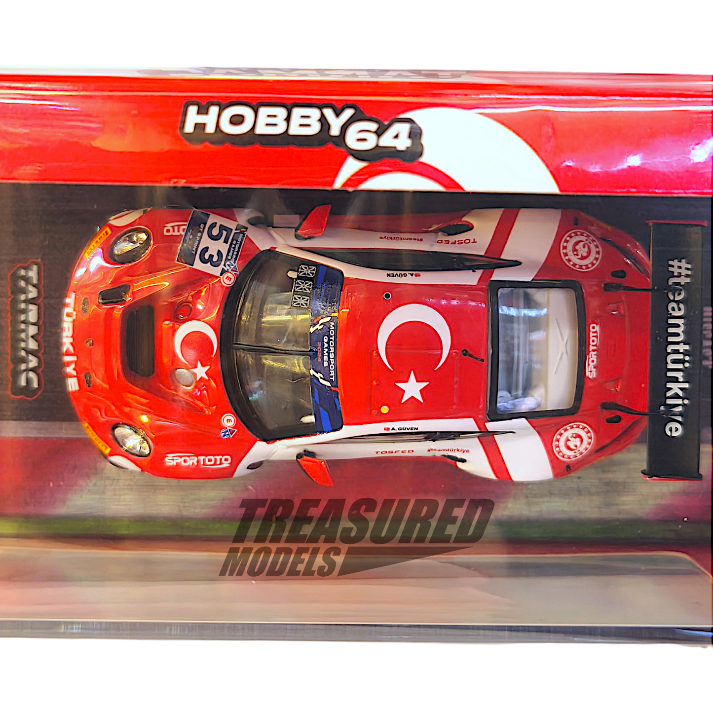 Tarmac Works Porsche 911 GT3 R FIA Motorsport Games GT Sprint 2024 #53 Winner - Turkey Special Edition 1/64 Diecast