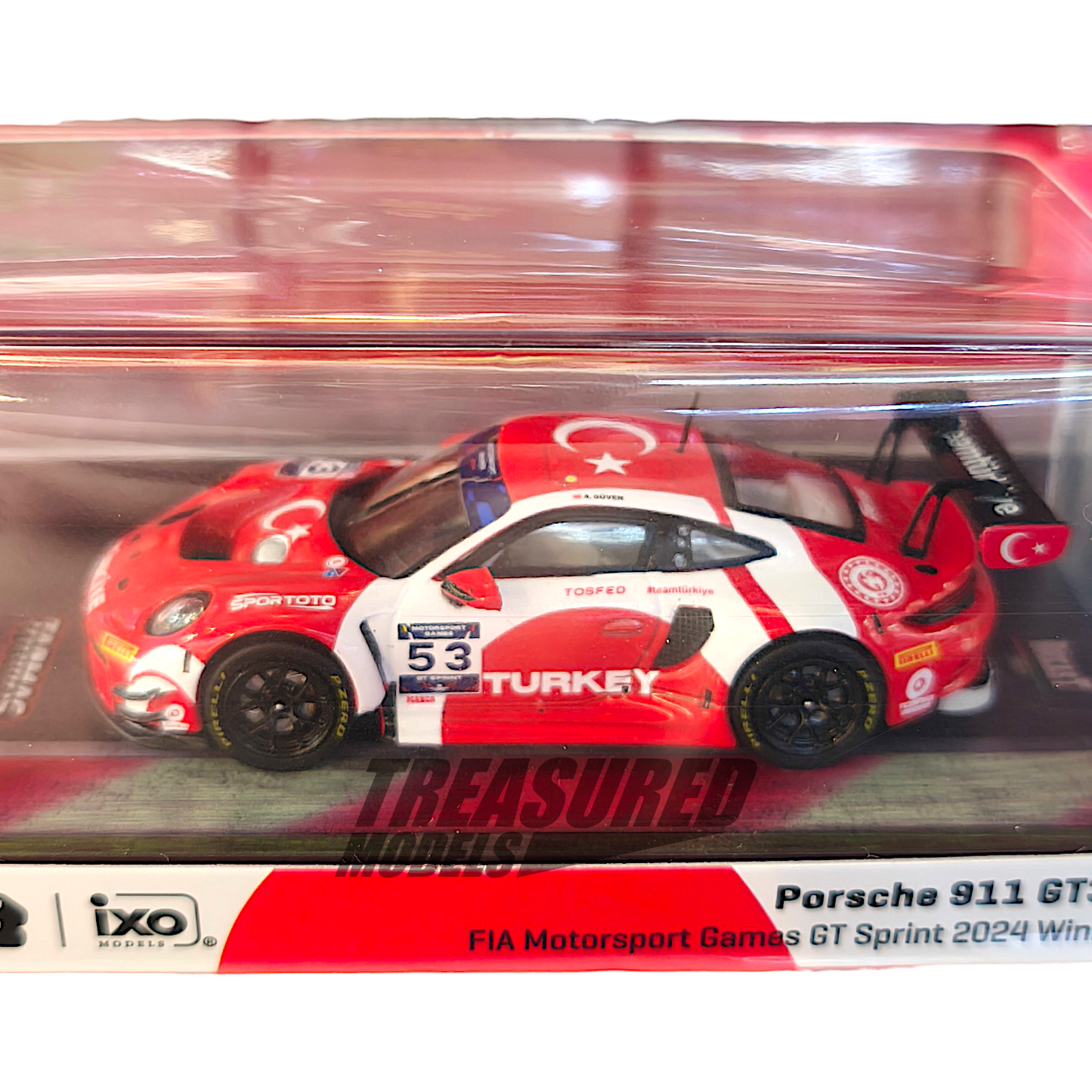 Tarmac Works Porsche 911 GT3 R FIA Motorsport Games GT Sprint 2024 #53 Winner - Turkey Special Edition 1/64 Diecast