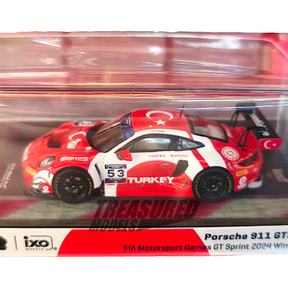 Tarmac Works Porsche 911 GT3 R FIA Motorsport Games GT Sprint 2024 #53 Winner - Turkey Special Edition 1/64 Diecast