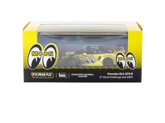 Tarmac Works Porsche 911 GT3 R GT World Challenge Asia 2025 Phantom Global Racing #13 Moon Eyes with Tarmac Cards T64-084-25FUJ13 1/64 Diecast