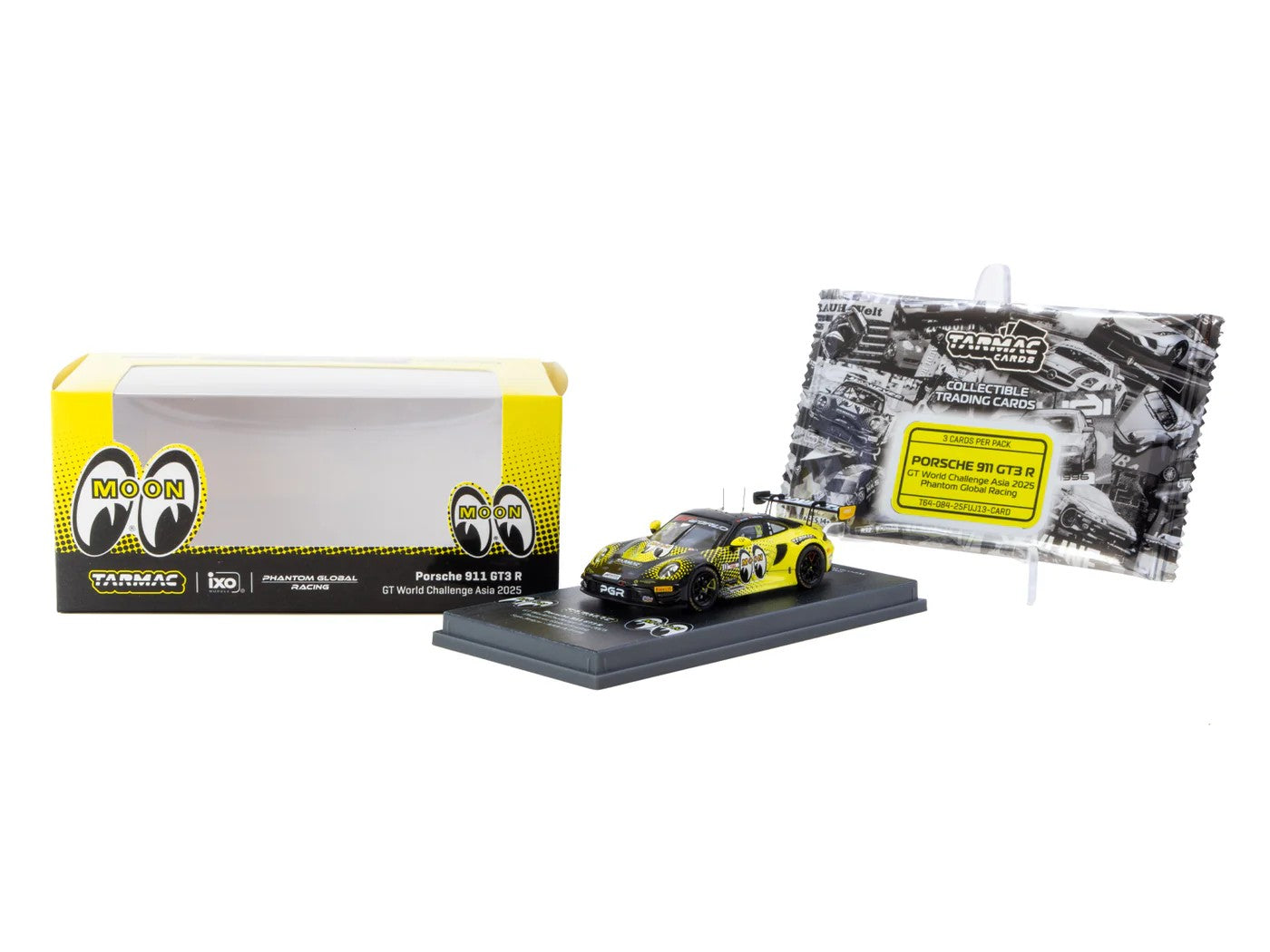 Tarmac Works Porsche 911 GT3 R GT World Challenge Asia 2025 Phantom Global Racing #13 with Tarmac Cards T64-084-25FUJ13 1/64 Diecast