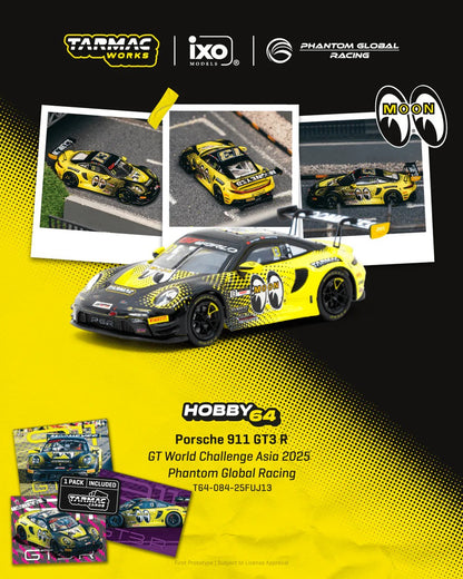 Tarmac Works Porsche 911 GT3 R GT World Challenge Asia 2025 Phantom Global Racing #13 with Tarmac Cards T64-084-25FUJ13 1/64 Diecast