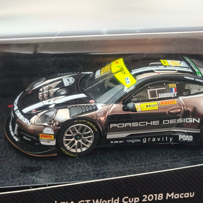 Tarmac Works Porsche 911 GT3 R Macau GT Cup FIA GT World Cup 2018 Mathieu Jaminet 1/64 Diecast