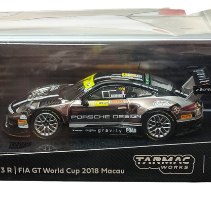 Tarmac Works Porsche 911 GT3 R Macau GT Cup FIA GT World Cup 2018 Mathieu Jaminet 1/64 Diecast