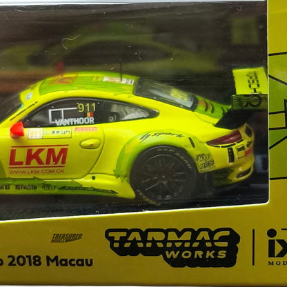 Tarmac Works Porsche 911 GT3 R Macau GT Cup FIA GT World Cup 2018 Mathieu Jaminet T64-032-18MGP991 1/64 Diecast