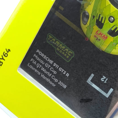 Tarmac Works Porsche 911 GT3 R Macau GT Cup FIA GT World Cup 2018 Mathieu Jaminet T64-032-18MGP991 1/64 Diecast