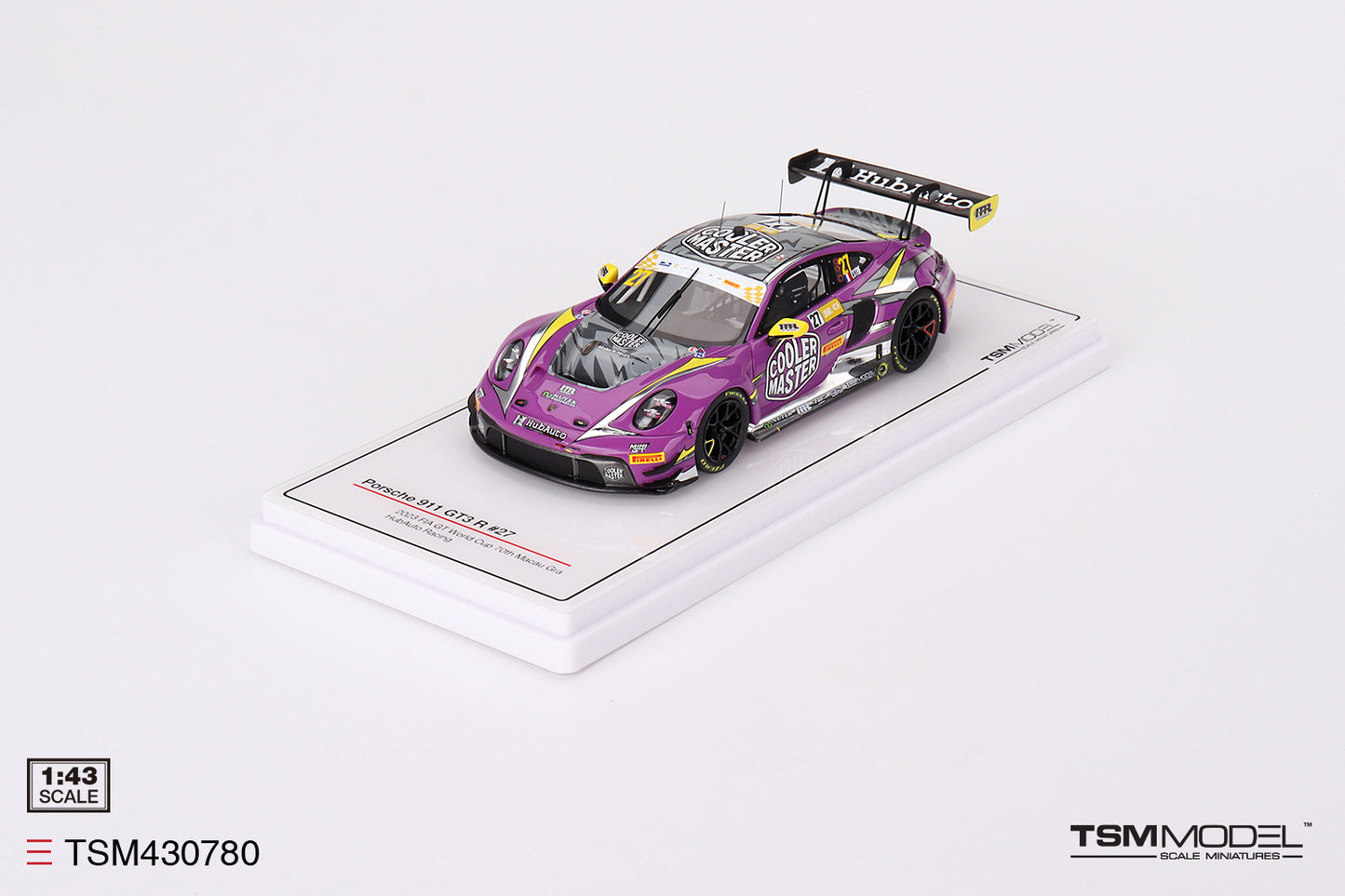 TSM Models Porsche 911 GT3 R #27 HubAuto Racing 2023 FIA GT World Cup 70th Macau Grand Prix TSM430780 1/43 Diecast