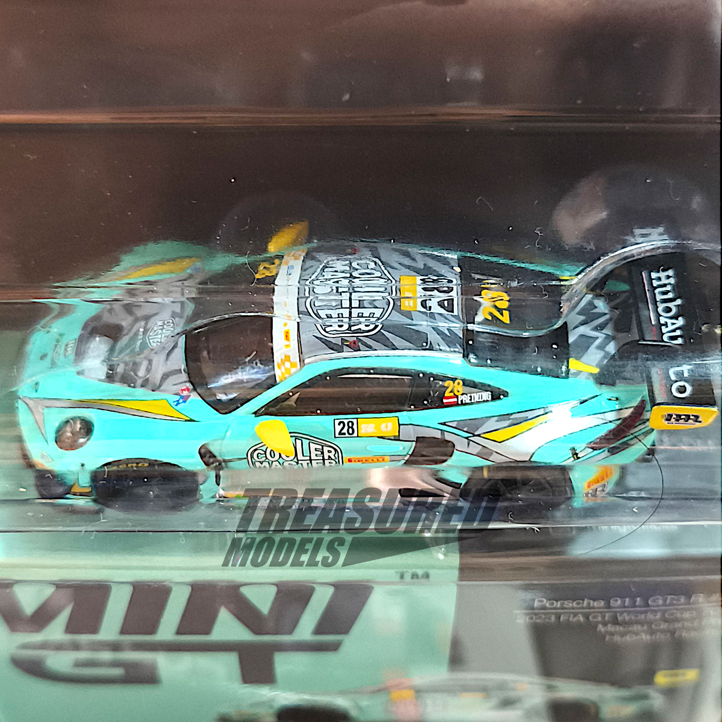 Mini GT Porsche 911 GT3 R #28 HubAuto Racing 2023 FIA GT World Cup 70th Macau Grand Prix Blister Packaging MGT00804 1/64 Diecast
