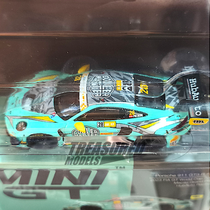 Mini GT Porsche 911 GT3 R #28 HubAuto Racing 2023 FIA GT World Cup 70th Macau Grand Prix Blister Packaging MGT00804 1/64 Diecast