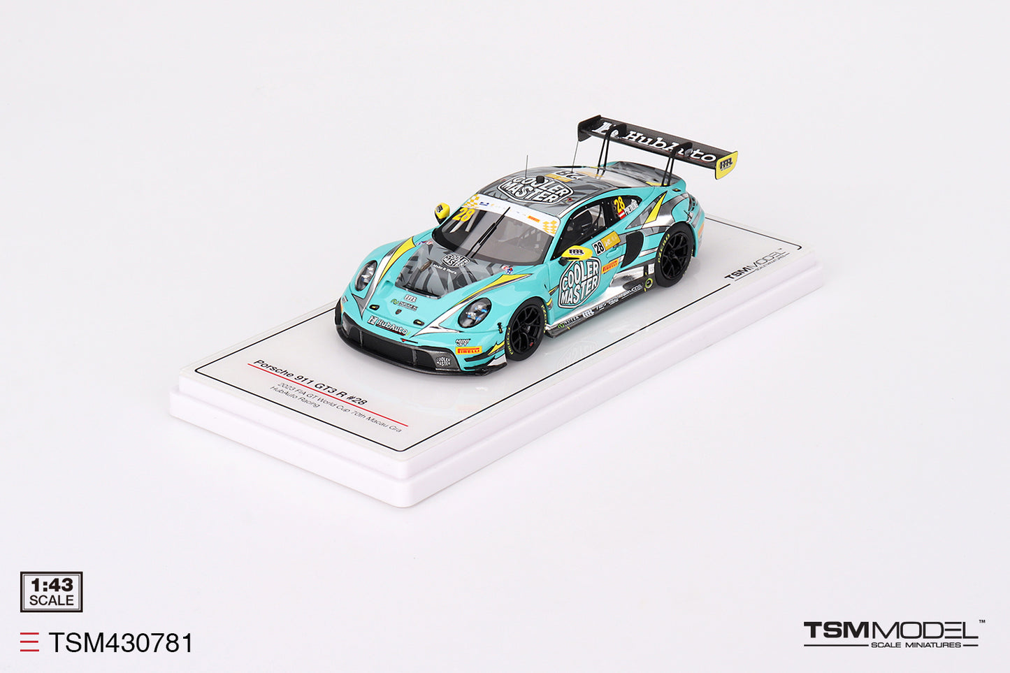 TSM Models Porsche 911 GT3 R #28 HubAuto Racing 2023 FIA GT World Cup 70th Macau Grand Prix TSM430781 1/43 Diecast