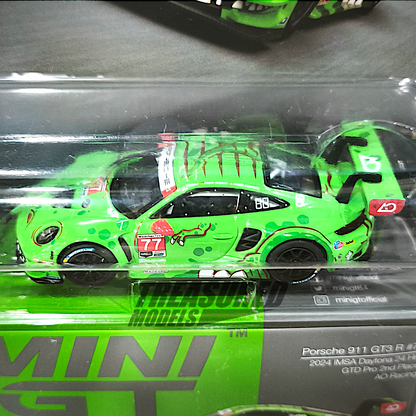 Mini GT Porsche 911 GT3 R #77 AO Racing 2024 IMSA Daytona 24 Hrs GTD Pro 2nd Place Blister Packaging MGT00889 1/64 Diecast