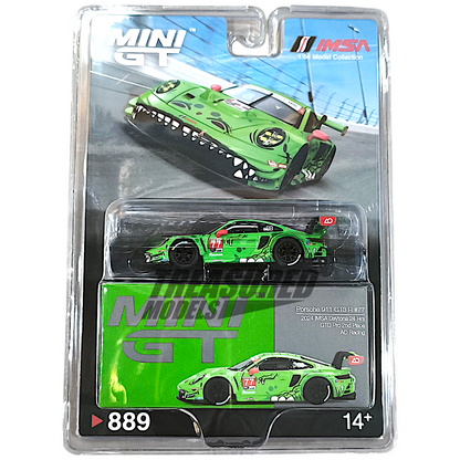Mini GT Porsche 911 GT3 R #77 AO Racing 2024 IMSA Daytona 24 Hrs GTD Pro 2nd Place Blister Packaging MGT00889 1/64 Diecast