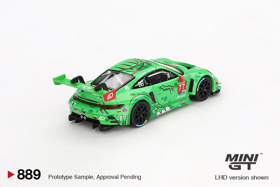 Mini GT Porsche 911 GT3 R #77 AO Racing 2024 IMSA Daytona 24 Hrs GTD Pro 2nd Place MGT00889 1/64 Die Cast