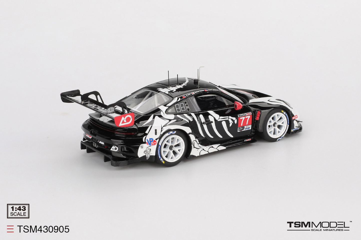 TSM Models Porsche 911 GT3 R Skeleton Rexy #77 AO Racing 2025 IMSA Petit Le Mans TSM430905 1/43 Diecast
