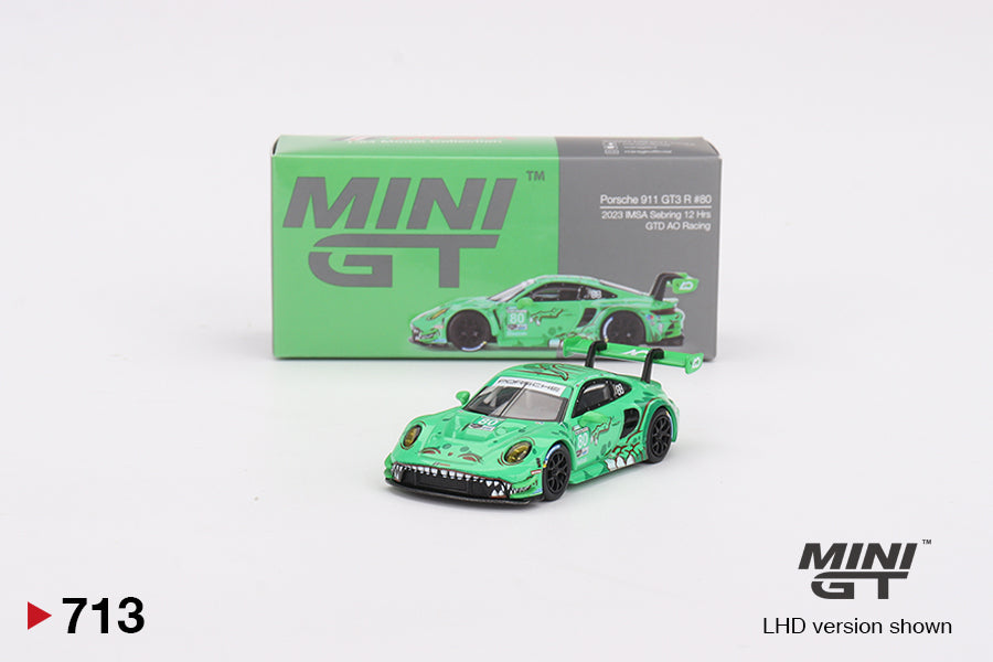 Mini GT Porsche 911 GT3 R #80 Rexy GTD AO Racing 2023 IMSA Sebring 12 Hrs MGT00713 1/64 Diecast