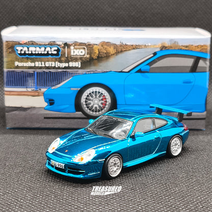 CHASE! Tarmac Works Porsche 911 GT3 Type 996 Light Blue Chrome Chase 1/64 Diecast