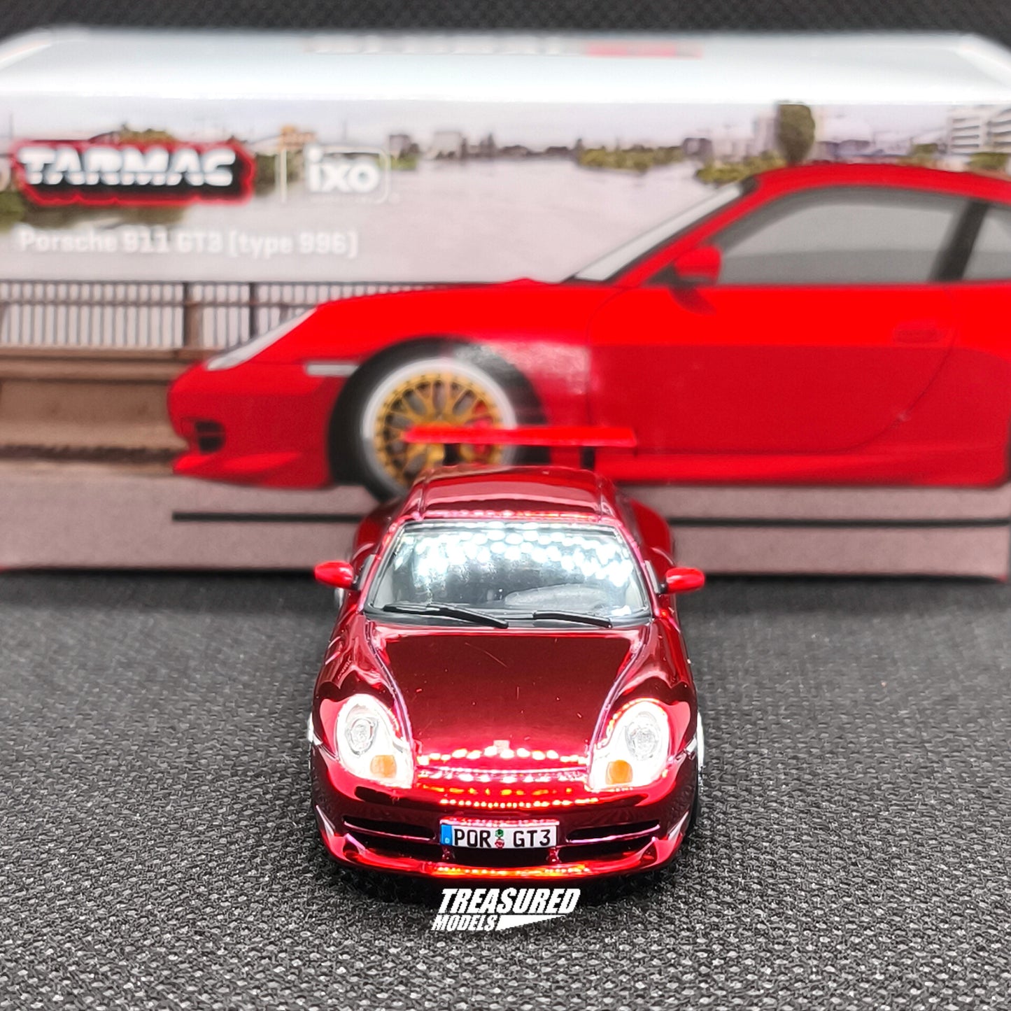 CHASE! Tarmac Works Porsche 911 GT3 Type 996 Red Chase T64G-069-RE 1/64 Diecast