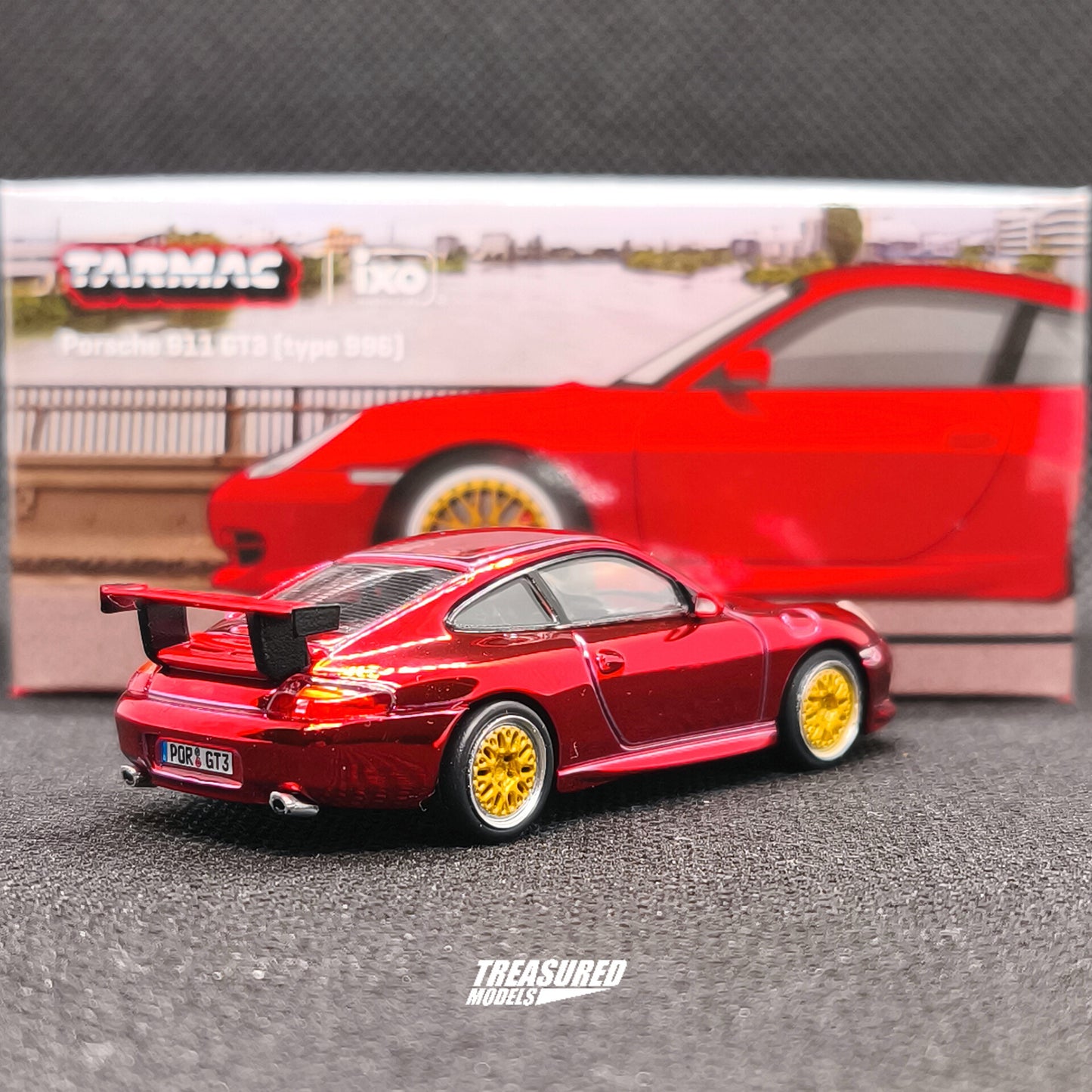 CHASE! Tarmac Works Porsche 911 GT3 Type 996 Red Chase T64G-069-RE 1/64 Diecast