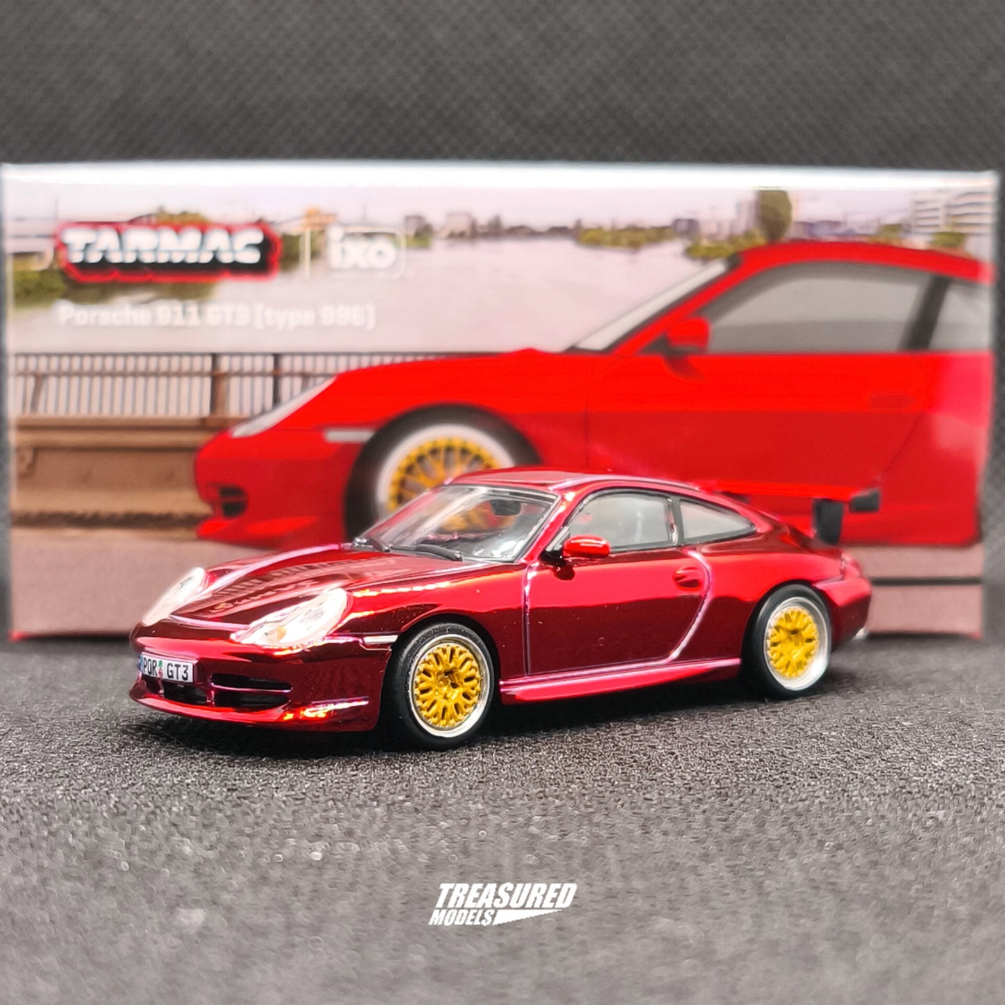 CHASE! Tarmac Works Porsche 911 GT3 Type 996 Red Chase T64G-069-RE 1/64 Diecast