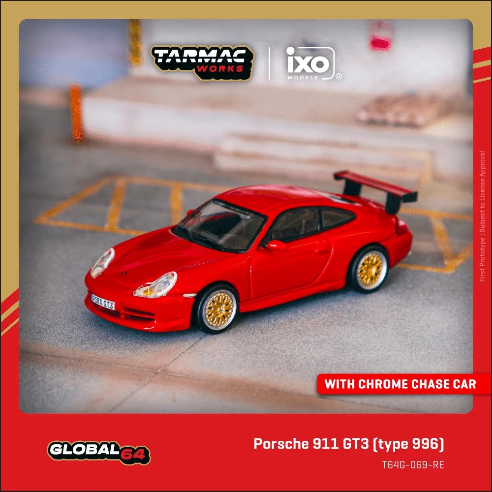 Tarmac Works Porsche 911 GT3 Type 996 Red T64G-069-RE 1/64 Diecast