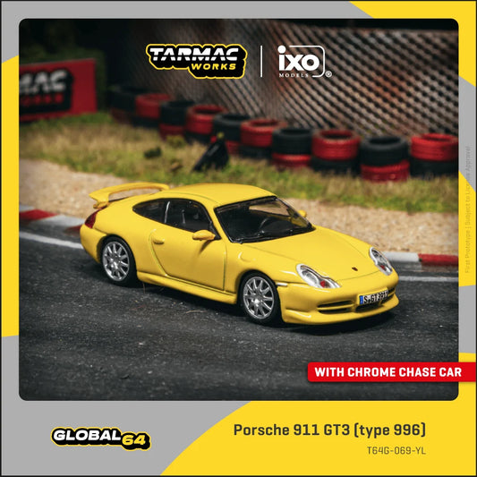 Tarmac Works Porsche 911 GT3 Type 996 Yellow T64G-069-YL 1/64 Diecast