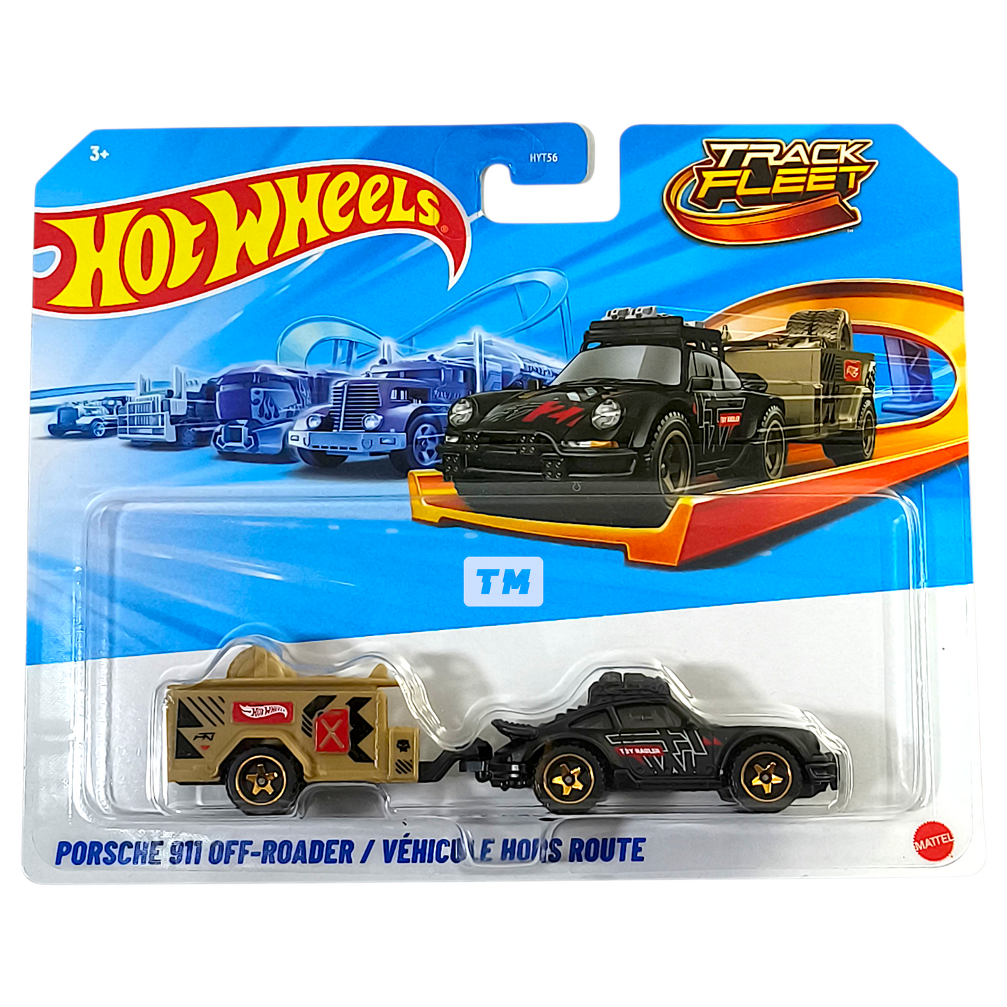 Hot Wheels Porsche 911 Off-Roader Satin Black Trailer Beige Track Fleet 1/64 Diecast