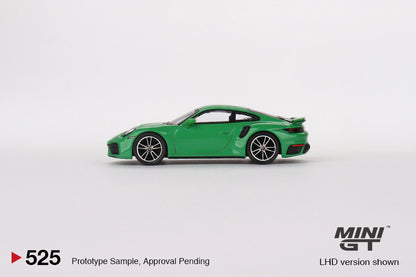 Mini GT Porsche 911 Turbo S Python Green MGT00525 1/64 Die Cast