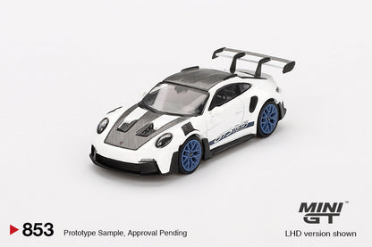 Mini GT Porsche 911 (992) GT3 RS Weissach Package White with Indigo Blue MGT00853 1/64 Diecast