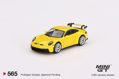 Mini GT Porsche 911 (992) GT3 Racing Yellow MGT00565 1/64 Die Cast