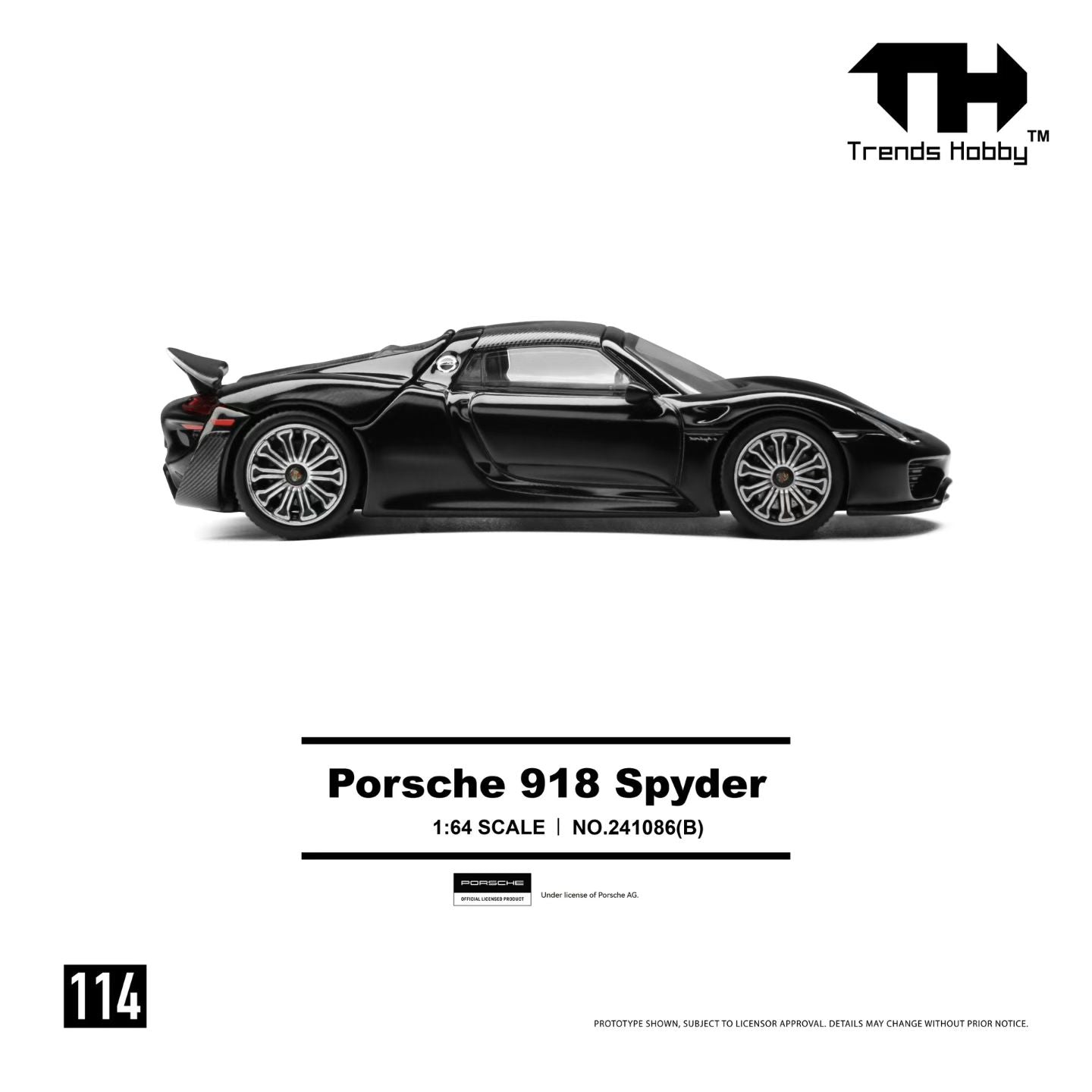 [Pre-Order] Trends Hobby Porsche 918 Spyder Black 241086B 1/64 Diecast