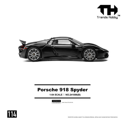 [Pre-Order] Trends Hobby Porsche 918 Spyder Black 241086B 1/64 Diecast