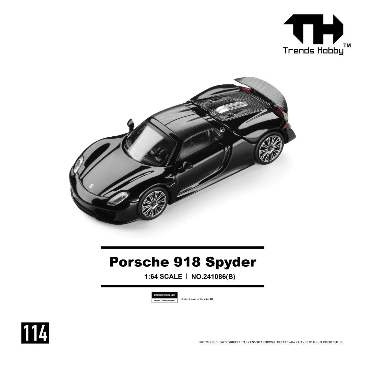 [Pre-Order] Trends Hobby Porsche 918 Spyder Black 241086B 1/64 Diecast