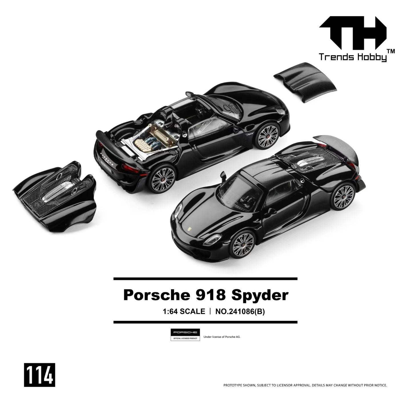 [Pre-Order] Trends Hobby Porsche 918 Spyder Black 241086B 1/64 Diecast