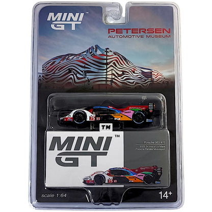 Mini GT Porsche 963 No.75 Porsche Penske Motorsport 2023 24 Hrs of Le Mans Petersen Automotive Museum Card MGT00740-BL 1/64 Diecast