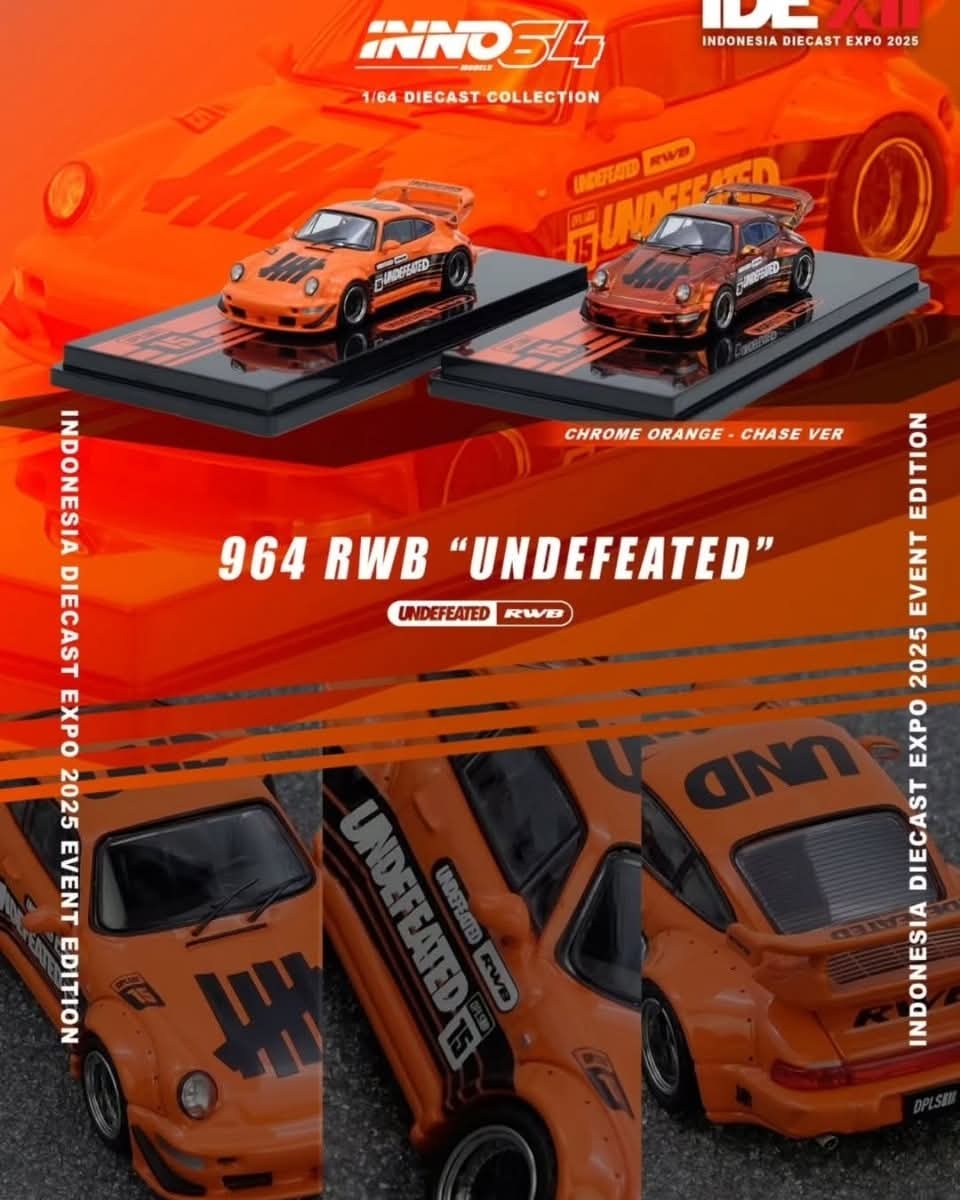 Inno64 Porsche 964 RWB Undefeated Orange IDE 2025 1/64 Diecast