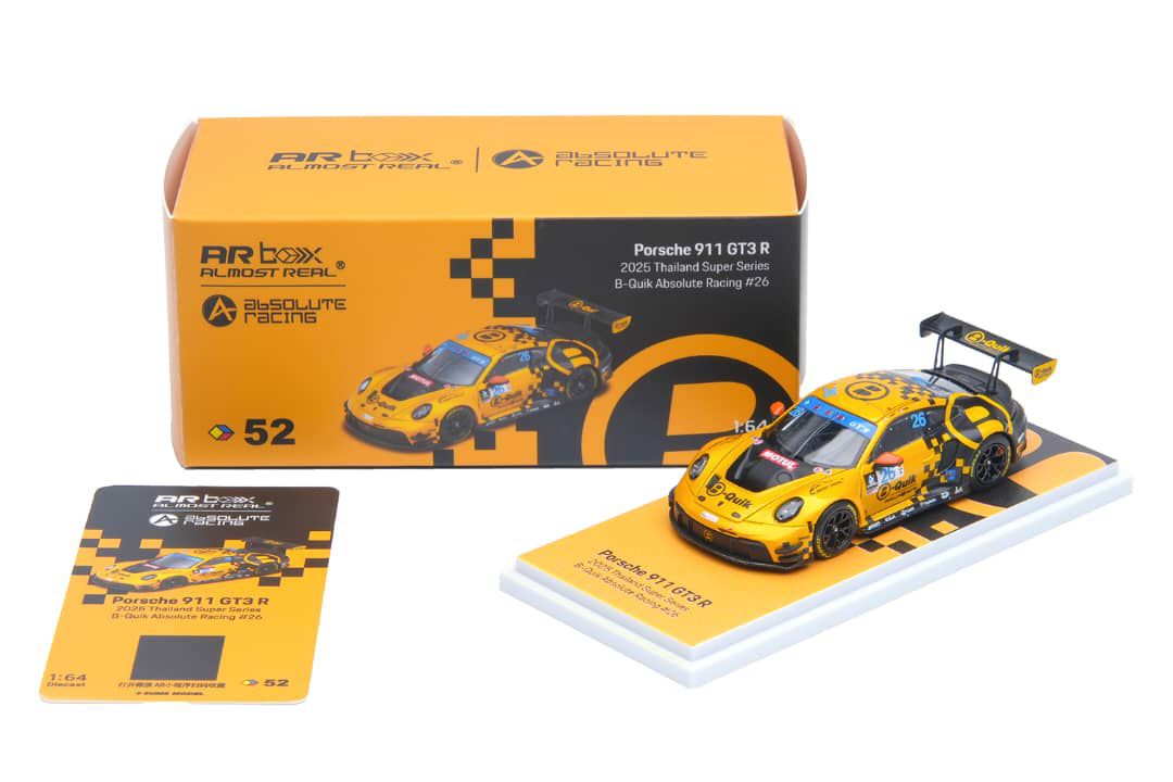[Pre-Order] Almost Real AR Box Porsche 992 GT3 R - 2025 Thailand Super Series B-Quik Absolute Racing #26 - Metallic Yellow Livery 1/64 Diecast