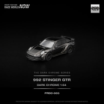 [Pre-Order] Pop Race Porsche 992 Stinger GTR Dark Chrome PRDC005 1/64 Diecast
